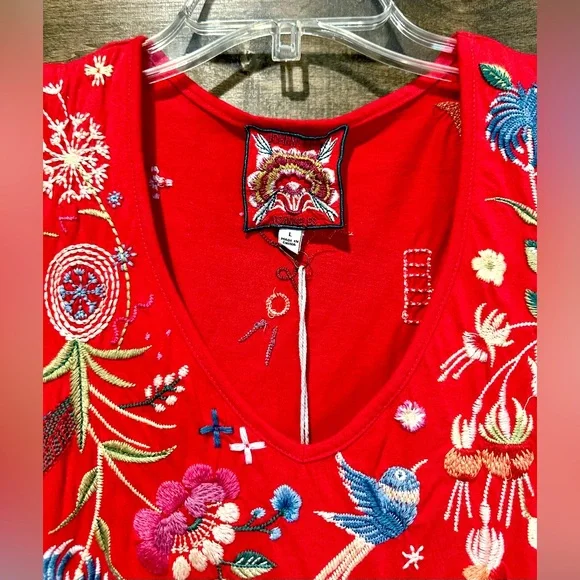 NWT Johnny Was Red Sleeveless Embroidered Dress Sz L - Picture 4 of 14